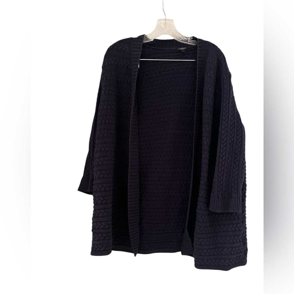 Talbots Blue Cable Knit Women's Open Cardigan Sweater 3X Petite